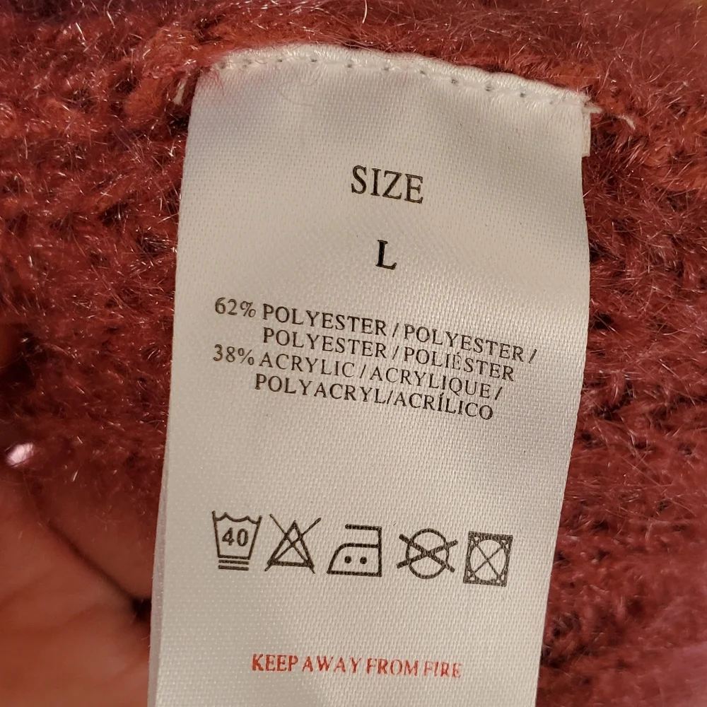 🦜 2/$10 QED London Long Open Front Cardigan in Rust-Orange Color. Large. - Picture 11 of 16